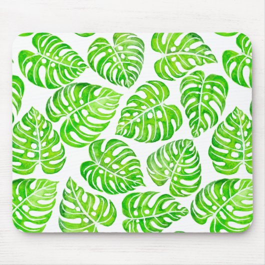 Monstera-Blätter Wasserfarbe Mousepad (Vorne)