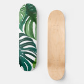 Monstera Blätter Wasserfarbe Skateboard (Vorderseite)