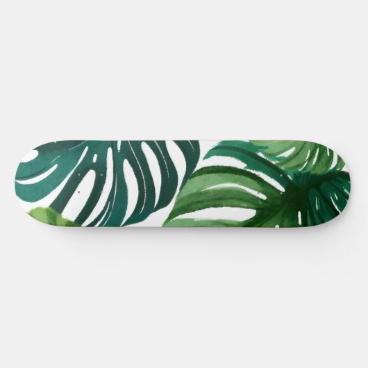 Monstera Blätter Wasserfarbe Skateboard (Horizontal)