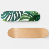 Monstera Blätter Wasserfarbe Skateboard (Horizontal)