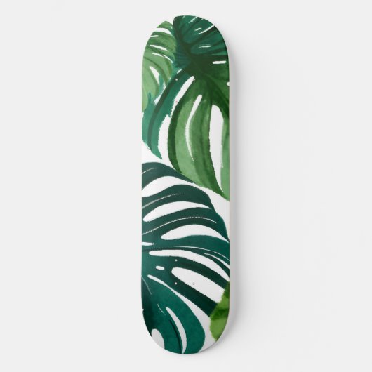 Monstera Blätter Wasserfarbe Skateboard (Vorderseite)