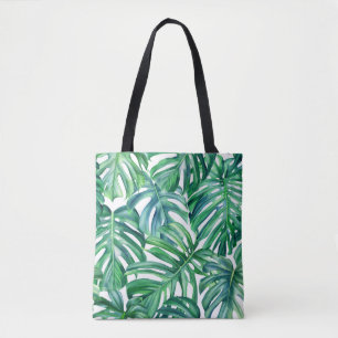 Monstera-Blätter: Wasserfarben-Dschungelmuster. Tasche