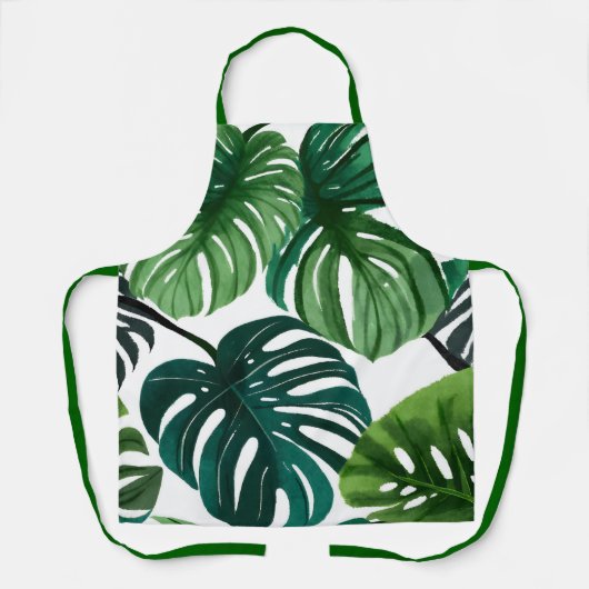 Monstera Blätter Wasserfarben Moderne Kunst, Dicht Schürze (Vorderseite)
