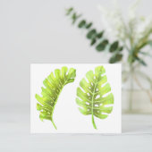 Monstera Blätter Wasserfarbene Postkarte (Stehend Vorderseite)