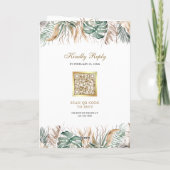 Monstera Boho Pampas Alles in Einem QR-Code Hochze Einladung (Rückseite)