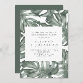 Monstera Botana Watercolor Engagement Party Einladung (Vorne/Hinten)