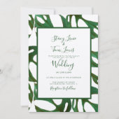 Monstera Botanical Leaf Green Wedding Brown Einladung (Vorderseite)