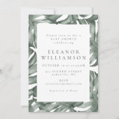 Monstera Botanical Watercolor Green Baby Dusche Einladung (Vorderseite)