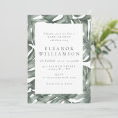 Monstera Botanical Watercolor Green Baby Dusche Einladung (Stehend Vorderseite)