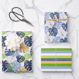 Monstera Botanisches Muster Geschenkpapier Set