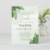 Monstera Bridal Shower Invitation Tropical Greener Einladung (Stehend Vorderseite)