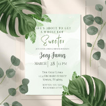 Monstera Bridal Shower Invitation Tropical Greener