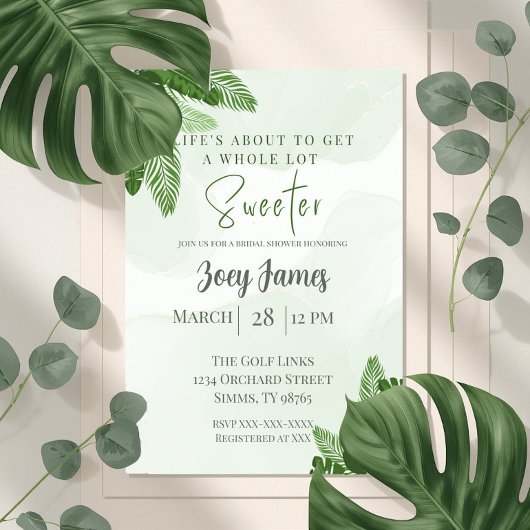 Monstera Bridal Shower Invitation Tropical Greener Einladung