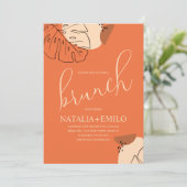 Monstera Brunch Shapes Brautparty Brunch Einladung (Stehend Vorderseite)