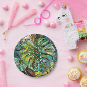 Monstera-Buntglas Pappteller (Party)