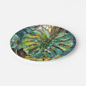 Monstera-Buntglas Pappteller (Schrägansicht)