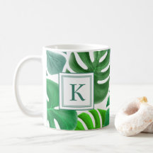 Monstera Deliciosa Blätter Jungle Muster Monogram