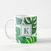 Monstera Deliciosa Blätter Jungle Muster Monogram Kaffeetasse (Links)