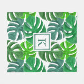 Monstera Deliciosa Blätter Monogramm Muster Fleecedecke (Vorderseite (Horizontal))