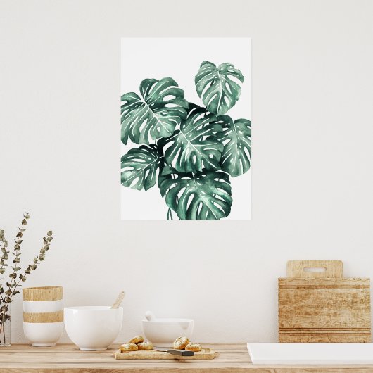 Monstera Deliciosa Blätter Poster (Küche)