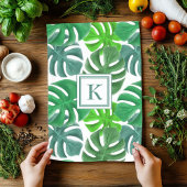 Monstera Deliciosa Verlasse Mit Monogramm Muster Geschirrtuch