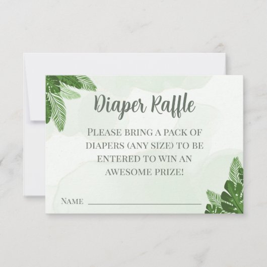 Monstera Diaper Raffle Card Tropical Greenery Pale Dankeskarte (Vorderseite)