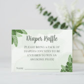 Monstera Diaper Raffle Card Tropical Greenery Pale Dankeskarte (Stehend Vorderseite)