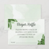 Monstera Diaper Raffle Card Tropical Greenery Pale Dankeskarte (Vorne/Hinten)