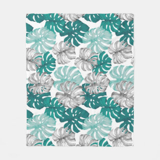 Monstera Duo Tone: Minimale Tropen Fleecedecke