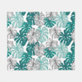 Monstera Duo Tone: Minimale Tropen Fleecedecke (Vorderseite (Horizontal))