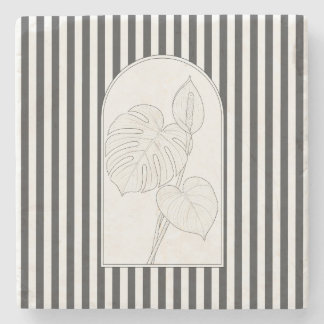 Monstera Elegante Blume Botanischer Stein Unterset Steinuntersetzer