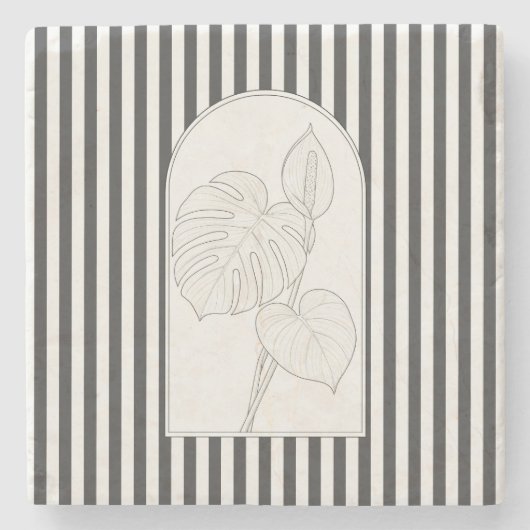 Monstera Elegante Blume Botanischer Stein Unterset Steinuntersetzer (Vorderseite)