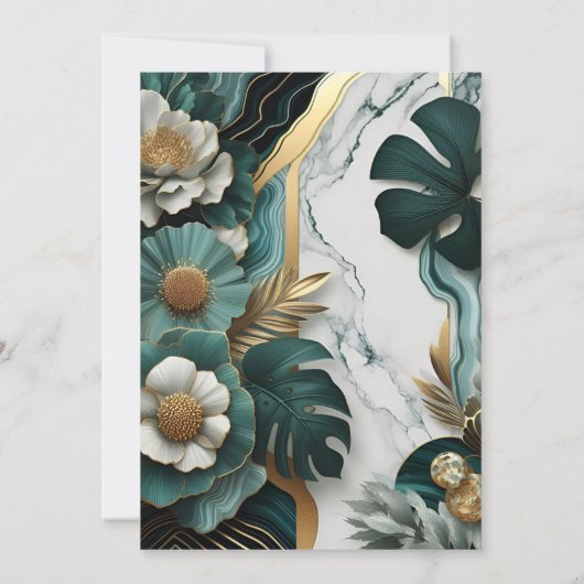 Monstera Emerald Green und Gold Brautparty Einladung (Rückseite)