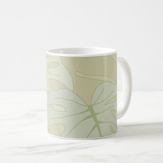Monstera foliage in weichem Grün Kaffeetasse (VorderseiteRechts)