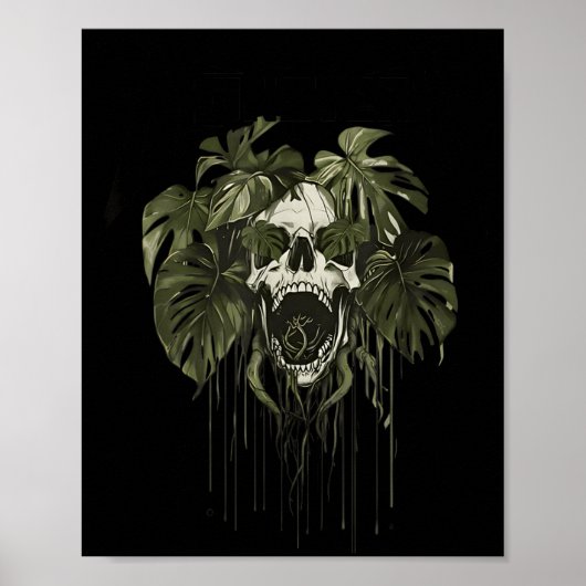 Monstera Funny Skull Plant Lover Nge Gardener Wome Poster (Vorne)