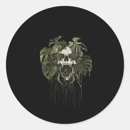 Monstera Funny Skull Plant Lover Nge Gardener Wome Runder Aufkleber (Vorderseite)