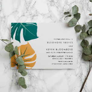 Monstera   Gelb   Philodendron Blätter Wedding Einladung