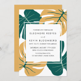 Monstera | Gelb | Tropische Blätter für die Hochze Einladung