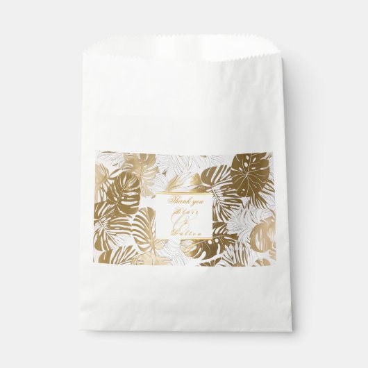 Monstera Gilded Gold Wedding Geschenktütchen (Vorderseite)