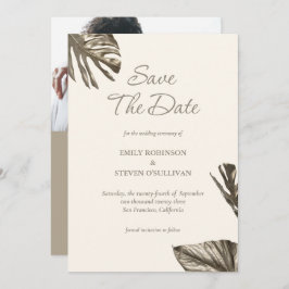 Monstera Gold Champagne Foto Wedding Save The Date