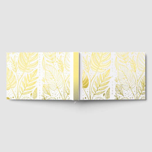 Monstera Gold Foliage Wedding Gästebuch (Voll)