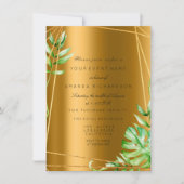 Monstera Gold Poligonal Frame Greenery Bridal Wedd Einladung (Vorderseite)