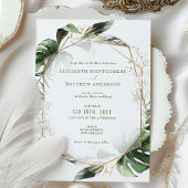 Monstera Gold Watercolor Einladung zur Hochzeit