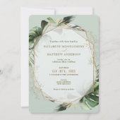Monstera Gold Watercolor Einladung zur Hochzeit (Vorderseite)