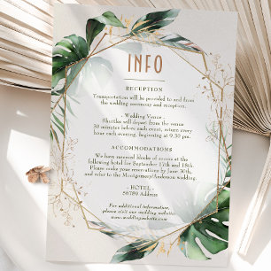 Monstera Gold Wedding Insert INFO und Details Invi Einladung