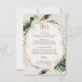 Monstera Gold Wedding Insert INFO und Details Invi Einladung (Vorderseite)
