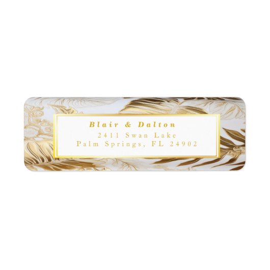 Monstera Gold Wedding Rücksendeadresse (Vorne)