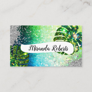 Monstera Green Gray Salon Marble Business Card Visitenkarte