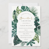 Monstera Green Leafy Kapsel Brautparty laden Dankeskarte (Vorderseite)