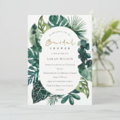 Monstera Green Leafy Kapsel Brautparty laden Dankeskarte (Stehend Vorderseite)